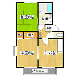 ファンハウス 2DKの間取図画像