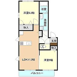 新守谷アベニュー1 2LDKの間取図画像