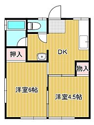 コーポハッピー 2DKの間取図画像