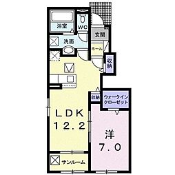 カプレット 1LDKの間取図画像