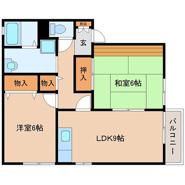 奈良県生駒郡斑鳩町法隆寺南2丁目(賃貸アパート2LDK・2階・54.44㎡)の写真 その2