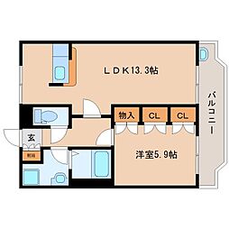 近鉄田原本線 池部駅 徒歩5分の賃貸アパート 2階1LDKの間取り