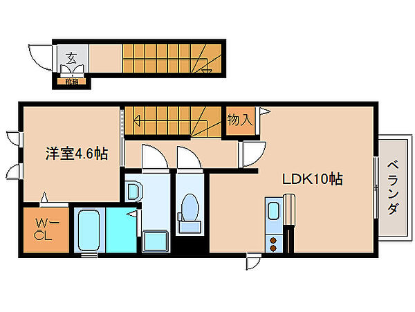 奈良県大和高田市日之出町(賃貸アパート1LDK・2階・44.59㎡)の写真 その2