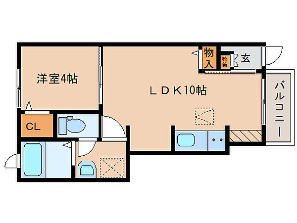 奈良県大和高田市大字市場(賃貸アパート1LDK・1階・32.44㎡)の写真 その2