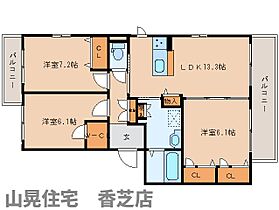 シャーメゾン二上 201 ｜ 奈良県香芝市穴虫（賃貸マンション3LDK・2階・75.88㎡） その2