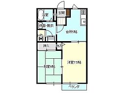 サンパティークA 2DKの間取図画像