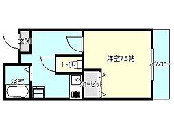 ボアソナード2 1Kの間取図画像