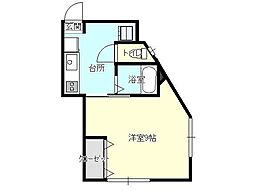 カトレーン1 1Kの間取図画像