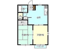 Pure1 2DKの間取図画像