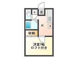 グレースコート 1Kの間取図画像