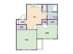 ロンシャン根城C 2DKの間取図画像
