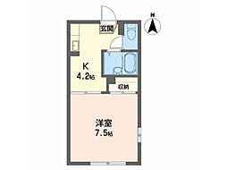 パティオ・グランデA 1Kの間取図画像