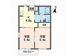 ディアス-八桜B 2Kの間取図画像