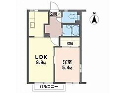 パティオ・グランデC 1Kの間取図画像