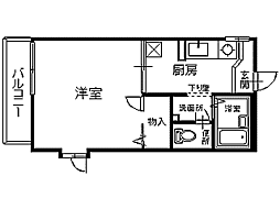 シーアンドエム 1Kの間取図画像