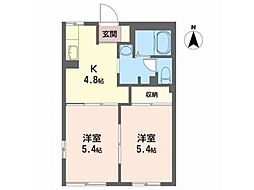 メゾン・ド・パレスB 2Kの間取図画像