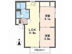 ジョナサンA 2LDKの間取図画像