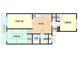 松森マンションB 3DKの間取図画像