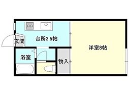 イーストハイツ 1Kの間取図画像