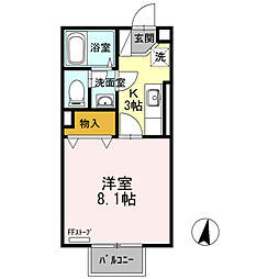 ハイセレールSE雅B棟 1Kの間取図画像