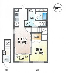 アラ・ミゾン 1Kの間取図画像