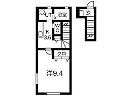 ボヌールテラス 1Kの間取図画像