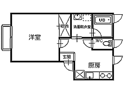 ヴィラセレーナ 1Kの間取図画像
