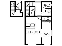 クレスト尼沼B棟 1LDKの間取図画像