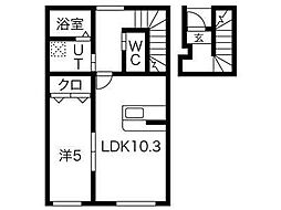 クレスト尼沼B棟 1LDKの間取図画像