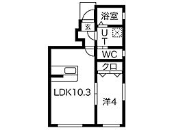 クレスト尼沼C棟 1LDKの間取図画像