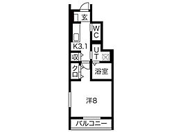 サンバレーA 1Kの間取図画像