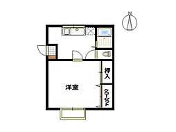 プリンスコート 1Kの間取図画像