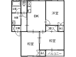 コーポきたのA 3DKの間取図画像