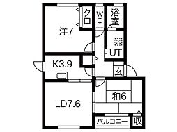 ネオ・アーブル2 2LDKの間取図画像