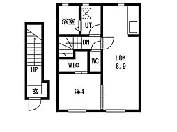 Sun field (サンフィールド)D 1LDKの間取図画像