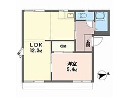 日高レジデンスA 1LDKの間取図画像