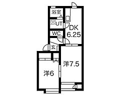 アビタシオンK 2DKの間取図画像