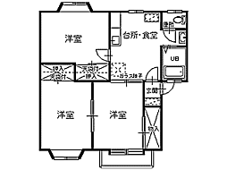 プラザミサオD 3DKの間取図画像
