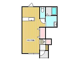 ハイツ花園C ワンルームの間取図画像