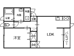 パレス東上野 1LDKの間取図画像