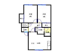 ピュアハイツ大住 2DKの間取図画像