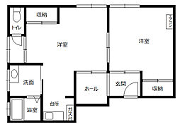 小野アパート 2Kの間取図画像