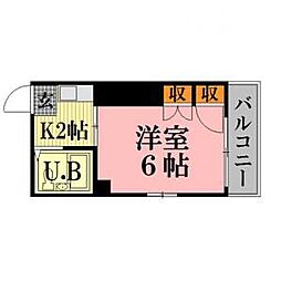 カトウビル 1Kの間取図画像