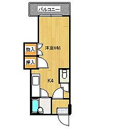 第2石井ビル 1Kの間取図画像