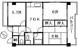 第一あらいビル 3DKの間取図画像