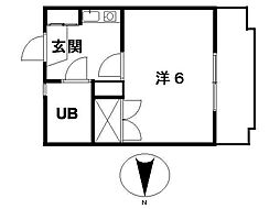 リーベ光南 1Kの間取図画像