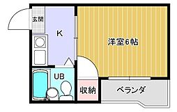 山本Yビル 1Kの間取図画像