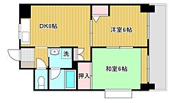 祇園ロイヤル 2DKの間取図画像