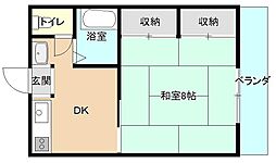 ハピネストモシゲ 1DKの間取図画像