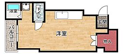 たくみアルカディア本通 2階ワンルームの間取り